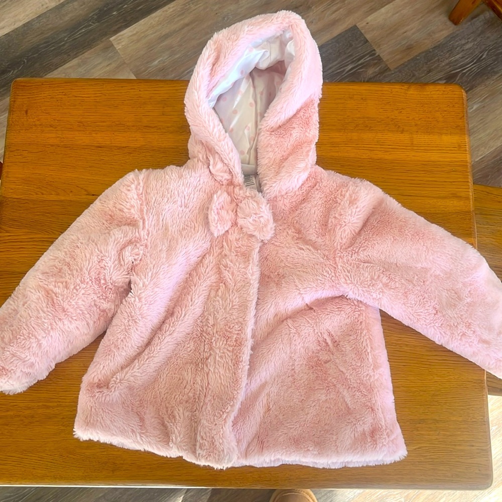 Little Me Pink Faux Fur Toddler Coat